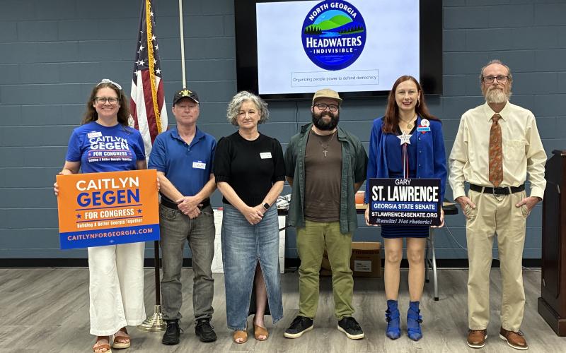 Submitted photo. Alicia Vann (representing Caitlyn Gegen, nominee for U.S. Congress District 9), Dave Cooper, Rebecca Sims, Nick Mitchell, Jessica Hatchett (representing Gary St. Lawrence), and John Brown.