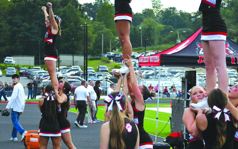 Enoch Autry/The Clayton Tribune. Like the football team, the Wildcat cheerleaders had their first opportunity to get in front of the crowd on Aug. 14.