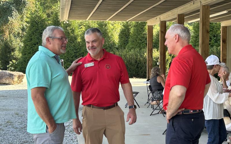 Photos courtesy Rabun County Republican Party. Rabun County Commissioner Tom Garrison, left, District 10 State Rep. Victor Anderson and Forward Rabun President Rick Story share a moment.