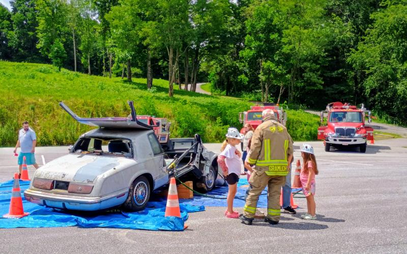Megan Horn/The Clayton Tribune. Community members got the opportunity to talk with local firefighters during Communication Appreciation Day at the Sky Valley-Scaly Mountain Volunteer Fire Rescue Department on Aug. 8.