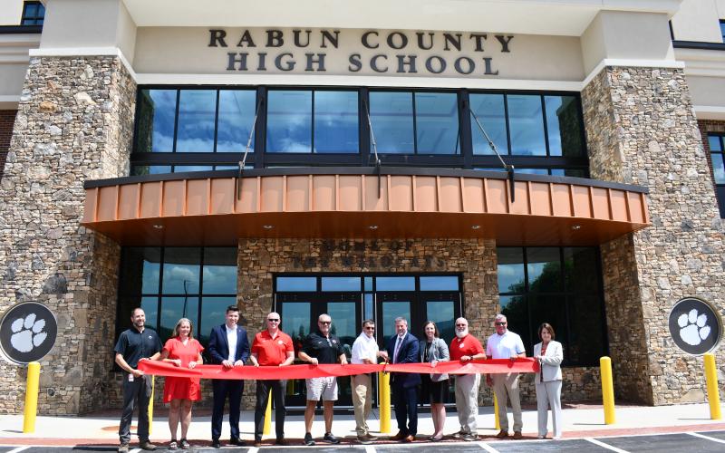 Megan Horn/The Clayton Tribune. Rabun County Schools and Forward Rabun/Rabun County Chamber of Commerce held a ribbon cutting on Friday, July 31, to celebrate the opening of the new Rabun County High School Academic Building.