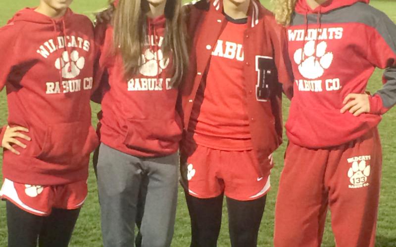 Submitted. RCHS 4X100 girls track team members Alexis Owens, Taylor Beck, Brooke Shead and Sally Woerner set a school record at 51.4 seconds in the event in 2014 that still stands today as the top time.