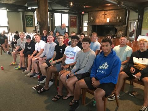 Florida high school baseball players and Fellowship of Christian Athletes members visit Sky Valley's Community Bible Church last week. (Submitted Photo)