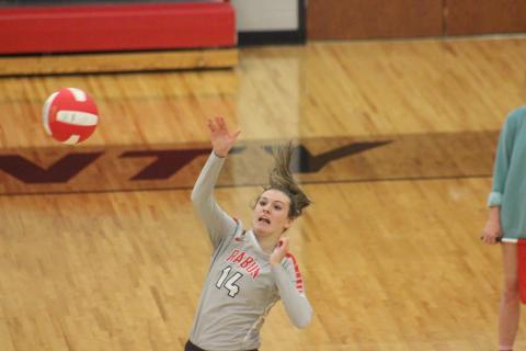 Rabun County's Gracie Deetz attacks Putnam County during a match at Ken Byrd Court in Tiger last Thursday night. (Glendon Poe/The Clayton Tribune)
