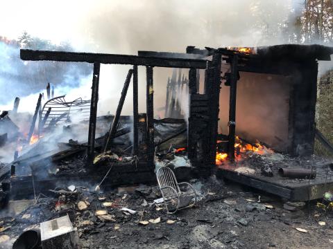 Photo courtesy Rabun County Fire Services. Emergency personnel were dispatched to a fully involved structure fire at 103 Speed Hollow Lane in the Warwoman community on Monday around 4:07 p.m. 