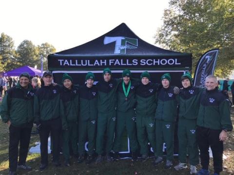 The Tallulah Falls boys team poses for a photo after the race. 