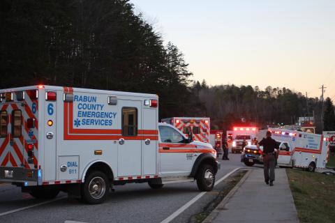 Megan Broome/The Clayton Tribune. A fatal accident in Dillard on Monday, Dec. 30 closed down traffic on Highway 441 for several hours as emergency personnel worked the scene. Two women were killed and one teenager airlifted following the high-speed crash. 