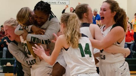 Brandi Wood/Tallulah Falls School Tallulah Falls players celebrate after eliminating Paideia from the state Class A Private tournament last Friday.