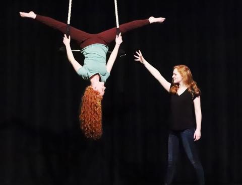 Submitted Photo Sisters Cydni and Peyton Coppage of Sky Valley  practice in their roles as rivals for Rabun Gap-Nacoochee School’s upcoming Cirque Arqadia Feb. 13-15.
