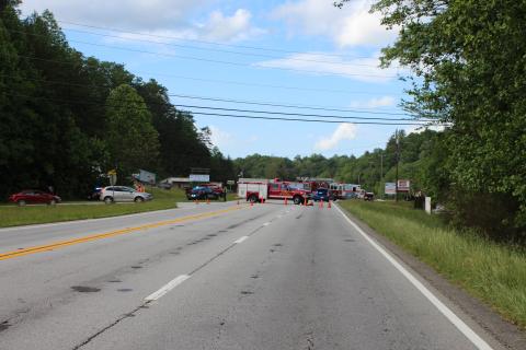 Megan Broome/The Clayton Tribune. An accident on Highway 441 near Clayton Saturday resulted in a road closure and traffic delays for several hours. 