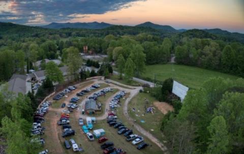 Photo courtesy Tom Major/Tiger Drive-in. An aerial view of the Tiger Drive-In. Owner Tom Major said that the theater has had a successful business since it opened back up a few weeks ago. Due to COVID-19 social distancing precautions, only 70 cars are allowed in the theater at a time, instead of the 220 it has the capacity to hold. 