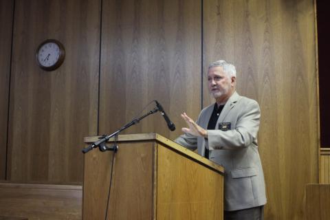 Megan Broome/The Clayton Tribune. Tim Ranney, President of The Rotary Club of Clayton, asked county commissioners Tuesday for permission to use the county health department dental facilities to launch a low-cost dental clinic for Rabun County residents. 