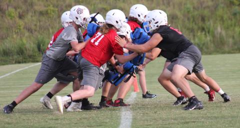 Andy Diffenderfer/The Clayton Tribune. The Rabun County Wildcat gridders opened practice Monday.