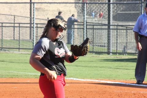 File photo. One of 10 juniors, Courtney Stewart (pictured from last season) can pitch and play first base. 