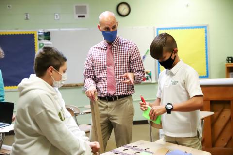 Photo courtesy Rabun Gap-Nacoochee School. Middle School students at Rabun Gap-Nacoochee School work on a project during the first day of school on Wednesday, August 26.