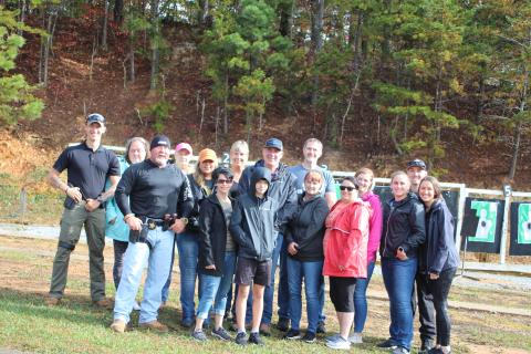 Megan Broome/The Clayton Tribune. Lt. Mark Gerrells led the Rabun County Sheriff's Office Level 2 Firearms Training class at the sheriff's office training center last Saturday. The class focused on firearm safety and shooting at a moving target. 