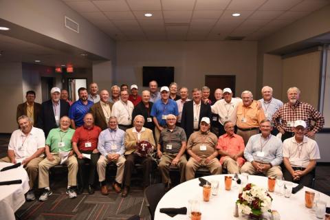 Submitted photo The Troy State national championship team held its 50-year reunion and celebration in 2018. Former Rabun County Wildcat Jim Gillespie is second from left on the front row.
