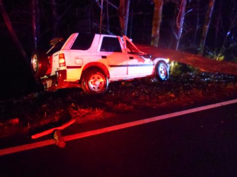 Photos from Georgia State Patrol. A 38-year-old Lakemont man died after striking a fallen tree in a one-vehicle accident on Old Ga. 15 on Feb. 15 in Tiger. 