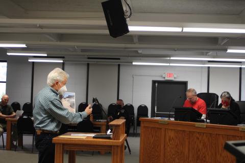 Megan Broome/The Clayton Tribune. Ray Pagano requested a sidewalk variance for a Main Street building he wants to purchase for a new downtown business. 