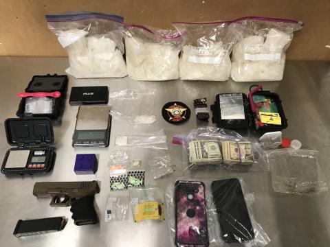 Photo courtesy Rabun County Sheriff's Office. A traffic stop conducted by Rabun County Sheriff’s Office deputies in Lakemont April 14 resulted in the seizure of approximately 9.6 pounds of meth, valued at approximately $40,000. 