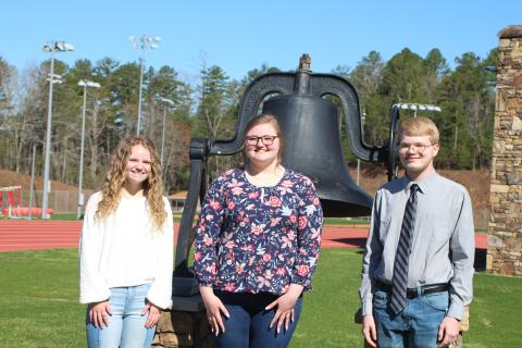Megan Broome, The Clayton Tribune. Lauren Barnes, left, Alexis Martin and Chaner Hensley are the Class of 2021 Valedictorian, Salutatorian and Historian, respectively. 