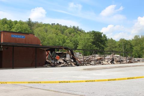 Megan Broome/The Clayton Tribune. Memories came pouring in as a portion of the old Clayton Elementary School was demolished over the past week. In May 1976, the entire Clayton Elementary School building flooded up to the waist of an adult. In the Spring of 1982, a tornado took the roof off of the library (where the Clayton court room is currently located). 