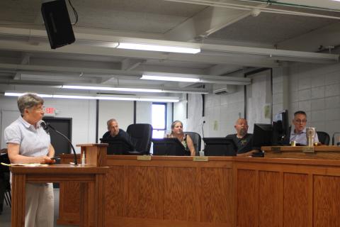 Megan Broome/The Clayton Tribune. Dee Daley, member of the Rabun County Coalition for Good Government (RCC4GG), addresses Clayton City Council members with questions about the FY 2022 budget during Tuesday’s second public hearing on the budget. 