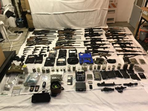 Photo courtesy of the Rabun County Sheriff’s Office. A search warrant executed by the RCSO at a residence in Rabun Gap resulted in the seizure of multiple suspected narcotics, numerous firearms and a large amount of ammunition. The DNR was also called to assist with wildlife remains. Three people were arrested as a result of the investigation. 