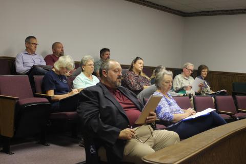 Megan Broome/The Clayton Tribune. Rabun county and city officials met Monday to discuss the addition of a five-year, one percent Transportation Local Option Sales Tax (TSPLOST) on November’s ballot. 