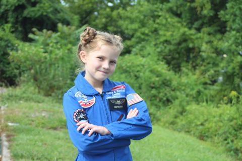 Megan Broome/The Clayton Tribune. Former Rabun Gap student Delphine Hard of Otto, N.C. attended Space Camp in the U.S. Space and Rocket Center in Huntsville, Ala. in July. She said her main goal is “to be the first kid on mars and one of the first kids in space.” 