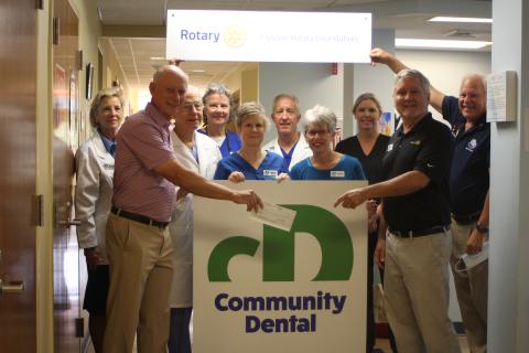 Staff and volunteers pictured are Dr. Janet Dunwoody, Mike Hammer, grant chairman for the Lake Burton Civic Association Foundation (LBCAF), Dr. Tom Callahan, Sherry Spur, Melissa Elzey, Dr. Brian Davis, Marcia Ranney, Dr. Rebecca Hobbs, Tim Ranney, president of the Clayton Rotary Foundation, and Jeff Fincher, president of the Rotary Club of Clayton. 
