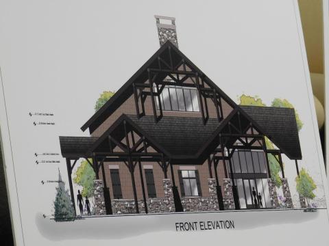 Submitted photo. Ray Pagano presented Clayton City Council with a proposed building for a Rabun Performing Arts Center. 