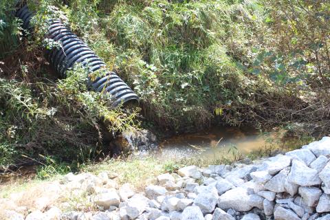 Megan Broome/The Clayton Tribune. A view of Stekoa Creek across from the Rabun County Marshal’s Office in Clayton. 