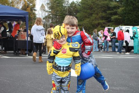 Megan Broome/The Clayton Tribune. Maxon Turpin, 3, left, and Ryker Turpin, 4, go Trick or Treating at the Recreation Department last Saturday. 