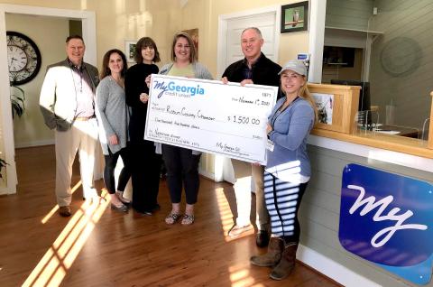 Photo courtesy of Forward Rabun. Pictured are Tony Penrose, co-chair, (from left); Kayla Loudermilk, marketing director; Hayleigh Gosnell; D.J. Fortner; Rick Story, director of development for Rabun County; and Suzie Nixon-Flaherty, co-chair.