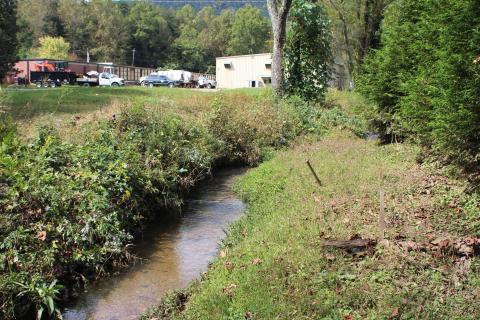 Megan Broome/The Clayton Tribune. A view of Stekoa Creek behind the Clayton Municipal Complex, Clayton.