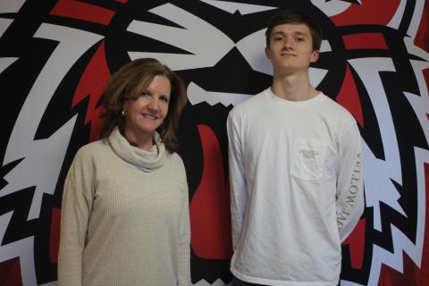 Megan Broome/The Clayton Tribune. STAR Teacher Jane Johnson stands with the Rabun County Class of 2022 STAR Student Aidan Thompson.