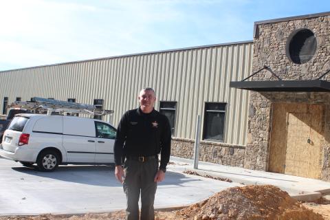 Megan Broome/The Clayton Tribune. Sheriff Chad Nichols stands in front of the new Rabun County Sheriff’s Office building on Bowen Creek Rd. in Tiger as it is under construction. The facility is located across the street from the Rabun County Detention Center. The project is funded with monies from the 2019 Special Purpose Local Option Sales Tax (SPLOST). 