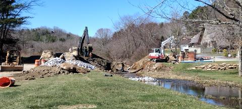 Photo courtesy of Conner Horn. The main entrance to the Sky Valley Country Club, which is the main entrance and exit into the majority of the town, is temporarily closed for repair of a large culvert. 