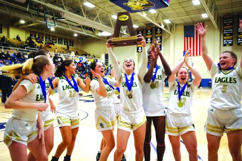 RGNS Athletics. The Rabun Gap-Nacoochee School girls basketball team celebrates their historic championship victory on Saturday at Wingate University. The Lady Eagles defeated North Raleigh Christian Academy 36-33 to claim the program’s first-ever state championship. RGNS completed its season with a 23-6 record.