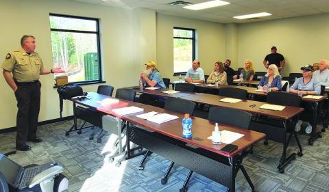 Megan Broome/The Clayton Tribune. Rabun County Sheriff Chad Nichols addresses those in attendance Tuesday for the first class of the 2022 Citizens’ Academy.