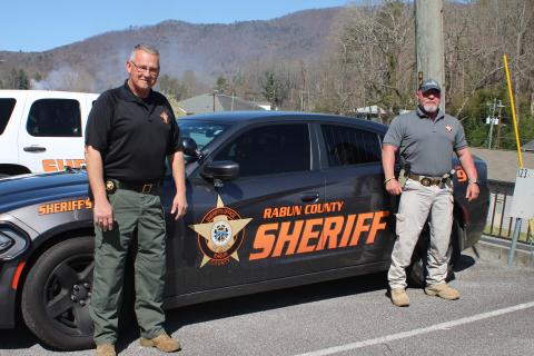 Megan Broome/The Clayton Tribune. The Rabun County Sheriff’s Office Citizens’ Academy gives community members an opportunity to learn about the various operations of the sheriff’s office, including the Office of the Sheriff; patrol division; criminal investigations; the Rabun County Detention Center; K-9 Unit; court services and processing civil papers; courthouse security; and School Resource Deputies. Registration is now open. Pictured are RCSO Captain Sam Jones, left, and Lt. Mark Gerrells. 