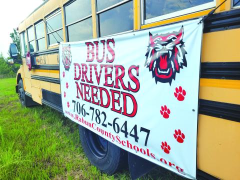 Megan Broome/The Clayton Tribune. Rabun County Schools Transportation Department will hold an open house for anyone interested in driving a bus on Thursday, June 9, from 5-7 p.m. at the Bus Shop, 385 Wildcat Pride Way, Tiger.  Full and part-time positions are available.