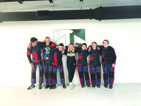 Photo submitted. Georgia Southern University’s Ashley Judson (center) conducted a two-day Standing Air Rifle clinic for the Tallulah Falls rifle team.