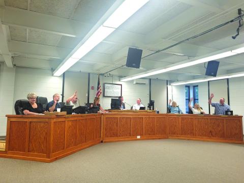 Megan Broome/The Clayton Tribune. Clayton City Council members vote unanimously at Tuesday’s meeting to approve the 2022 millage rollback rate of 7.781. The 2021 millage rate was 8.566. 