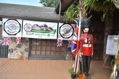Megan Broome/The Clayton Tribune. British Soldier Nigel oversees the festivities at the Southeast British Car Festival held at The Dillard House on Saturday, Sept. 17. 