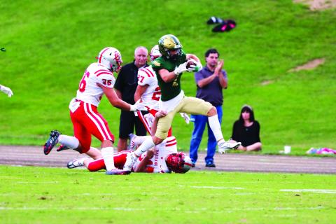 Enoch Autry/The Clayton Tribune. Freshman Walker Bryson picks off a pass against Baylor from August 25th. In the game against Country Day, Bryson had a pick-6.