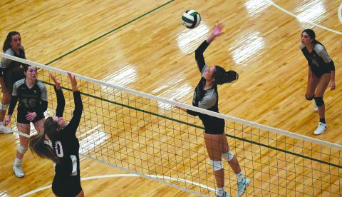 Luke Morey/The Clayton Tribune. Tallulah Falls senior Sofia Rueda goes up for a hit against Rabun County last Tuesday. 