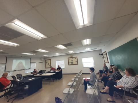 Megan Broome/The Clayton Tribune. Residents and council members attend the first public hearing of the FY 2022 proposed millage rate increase on Aug. 25. Residents attended in person and via teleconference. The proposed millage rate is 6.620 mills.