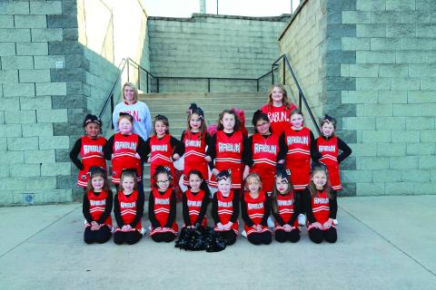 6U cheerleaders, coached by Makinzy Long: Marlee Carnes; Maddie Chapman; Alli Dickerson; Brayleigh Farmer; Anesa Flores; Caroline Frady; Aliyah Justus; Mila Long; Khloe Mooney; Bexley Murphy; Jayde Parker; Ellyson Phillips; Blakely Robinson; Alana Smith; Naya Tyler; Blakelyn Weaver; and Marla Webb. 